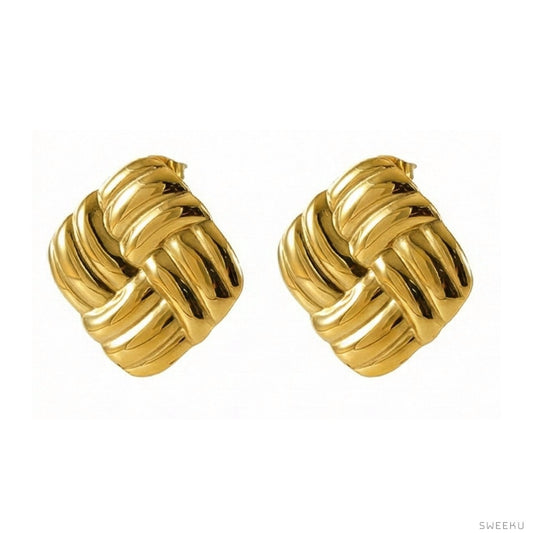 Woven Knot Statement Gold Studs