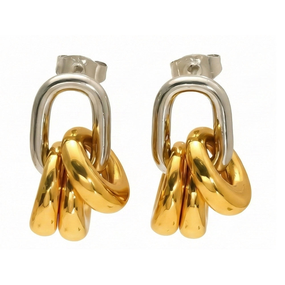 Mixed Metal Cluster Gold Drop Earrings