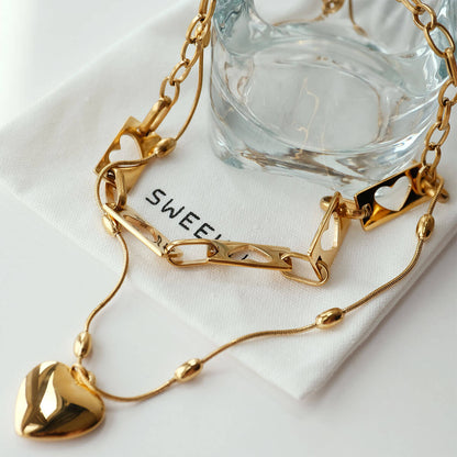 Negative Space Heart Layered Necklace