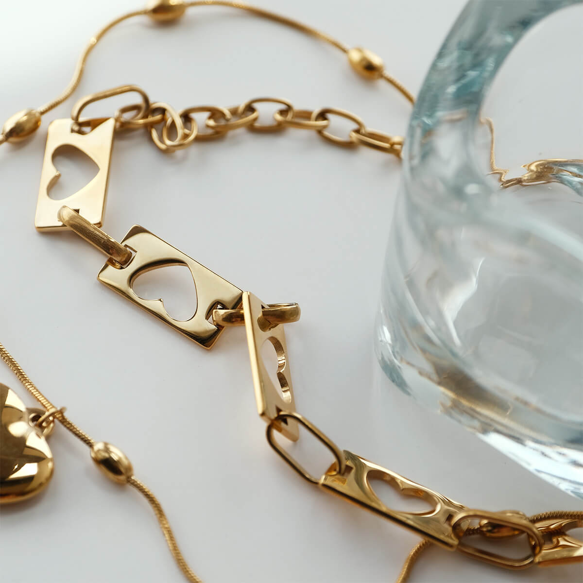 Negative Space Heart Layered Necklace