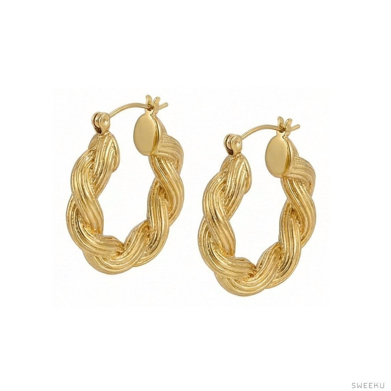 Classic Braided Rope Gold Hoops