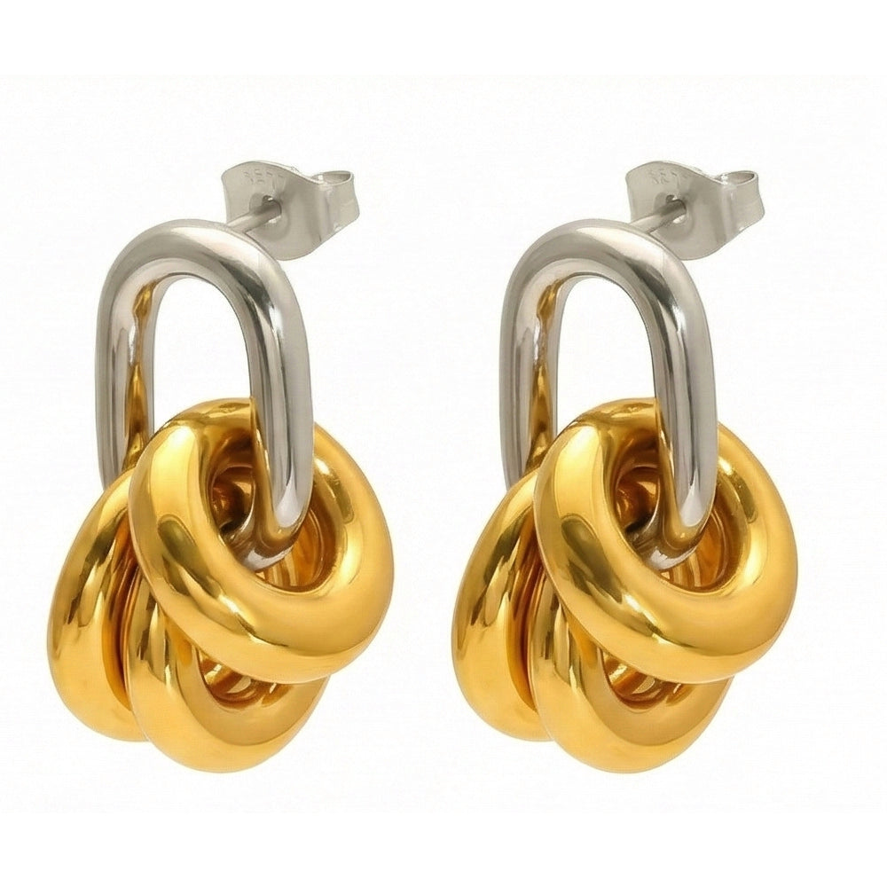 Mixed Metal Cluster Gold Drop Earrings