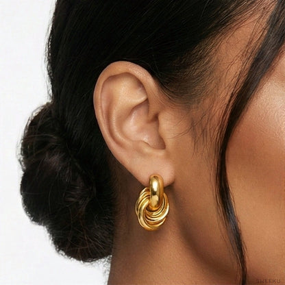 Voluminous Triple Knot Gold Studs