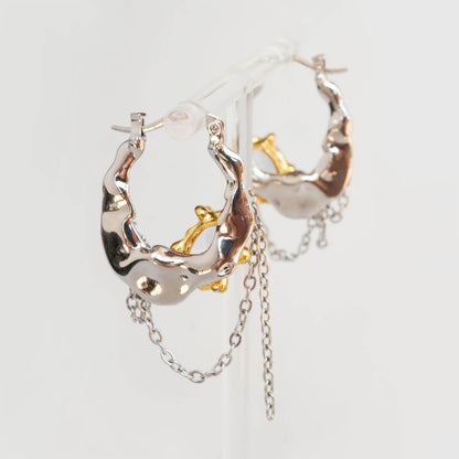 Melting Metal Chain Dangle Earrings