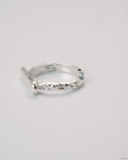 Molten Line Ring with organic silver ridge design and adjustable band
