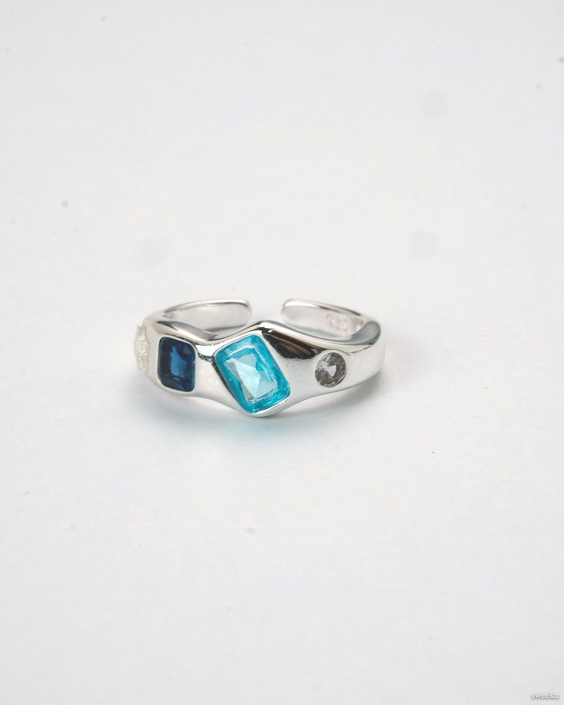 Nova Spectrum Ring Set with colorful gemstones on silver bands