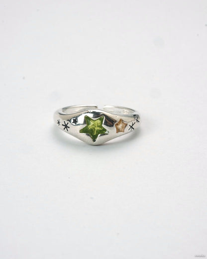 Nova Spectrum Ring Set with colorful gemstones on silver bands