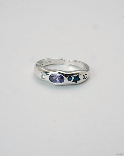 Nova Spectrum Ring Set with colorful gemstones on silver bands