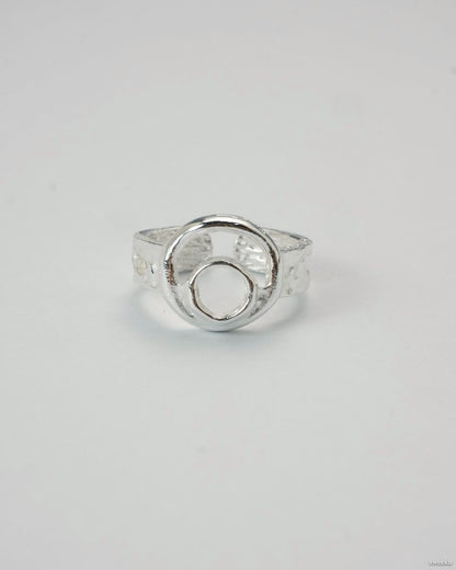 Orbit Flow Ring with molten silver double-circle design