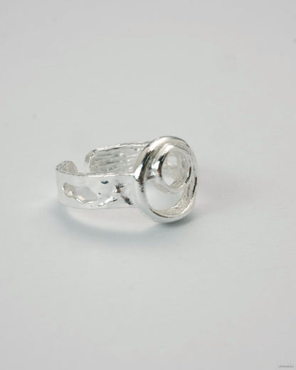 Orbit Flow Ring with molten silver double-circle design