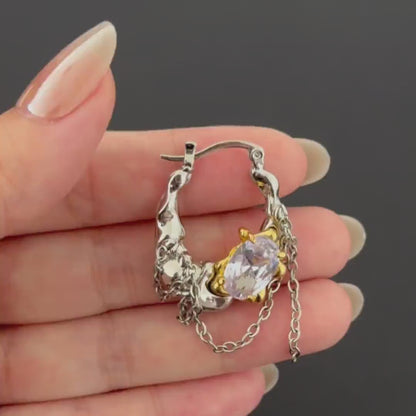 Melting Metal Chain Dangle Earrings