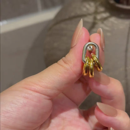 Mixed Metal Cluster Gold Drop Earrings