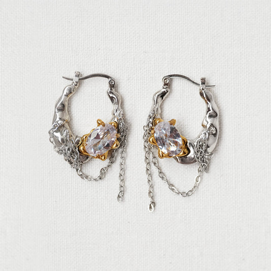 Melting Metal Chain Dangle Earrings