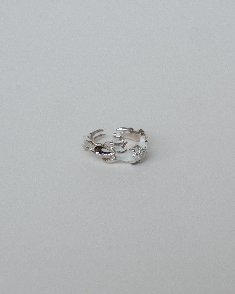 Dragon claw ring with an adjustable open band and a clear crystal centerpiece – front view – SWEEKU jewelry
