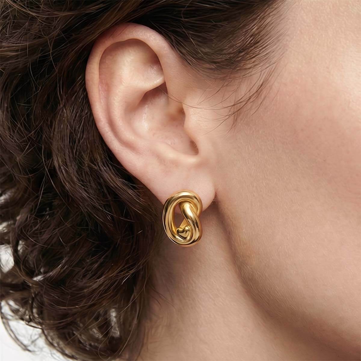 Sculptural Infinity Love Knot Gold Studs