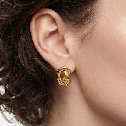 Sculptural Infinity Love Knot Gold Studs