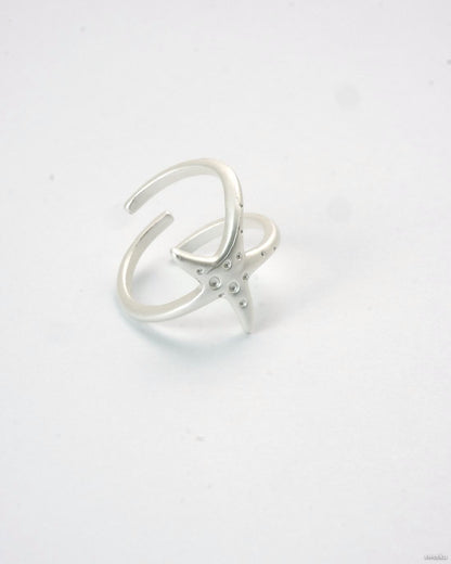 Tidal Star Ring with silver starfish design and adjustable band